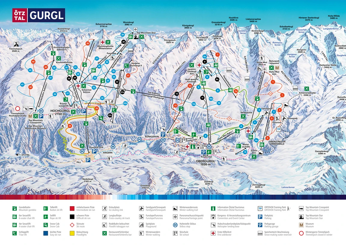 [Translate to Italienisch:] Gurgl Pistenpanorama Pistenkarte